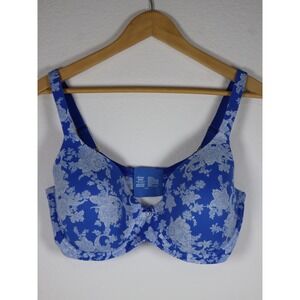 SOMA Embraceable Full Coverage Bra 38DD Blue White Floral‎ Paisley Print